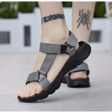 Men's Sandals with Hook and Loop Closure and Round Toe Design
