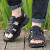 Men's Sandals with Hook and Loop Closure and Rubber Sole