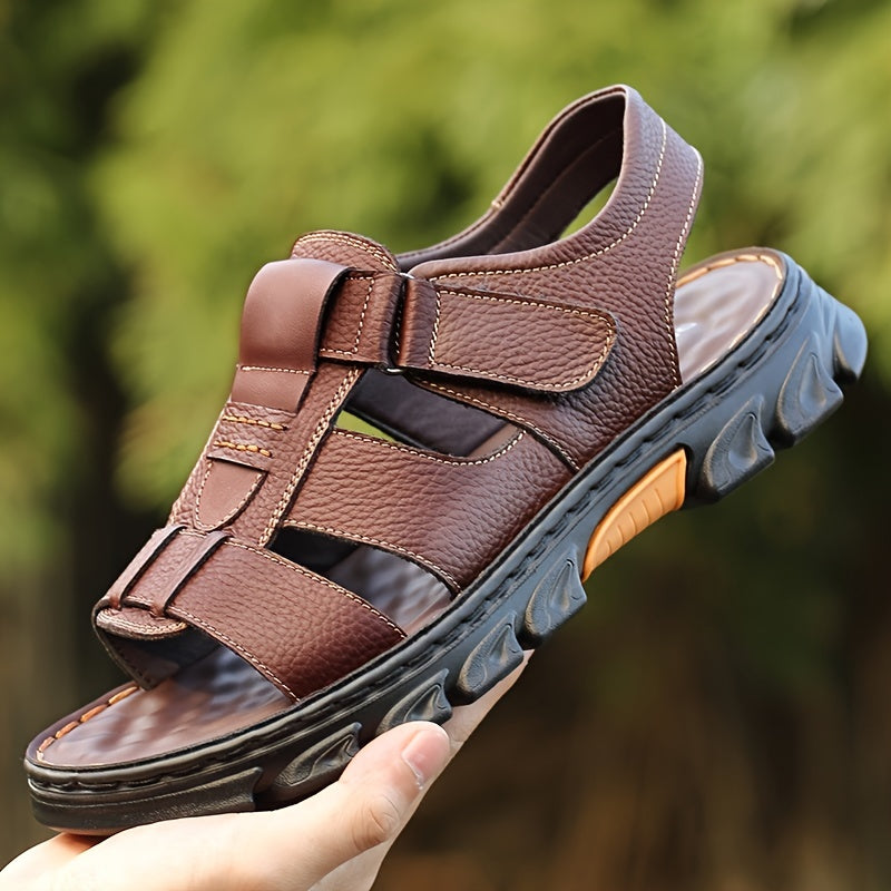 Men's Sandals with Hook and Loop Closure and Rubber Sole
