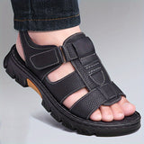 Men's Sandals with Hook and Loop Closure and Rubber Sole