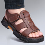 Men's Sandals with Hook and Loop Closure and Rubber Sole