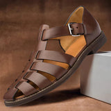 Men's Sandals with Leather Upper and Adjustable Straps