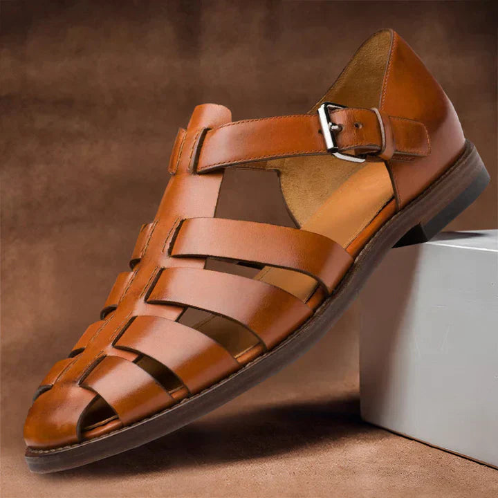 Men's Sandals with Leather Upper and Adjustable Straps