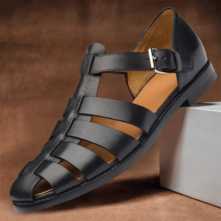 Men's Sandals with Leather Upper and Adjustable Straps