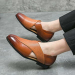 Men's Sandals with Leather Upper and Cushioned Footbed