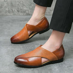 Men's Sandals with Leather Upper and Cushioned Footbed