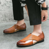 Men's Sandals with Leather Upper and Cushioned Footbed