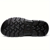 Men's Sandals with Leather Upper and Slip On Closure