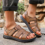 Men's Sandals with Leather Upper and Slip On