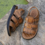 Men's Sandals with Leather Upper and Slip On