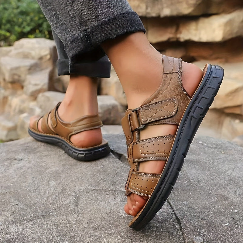 Men's Sandals with Leather Upper and Slip On