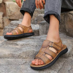 Men's Sandals with Leather Upper and Slip On