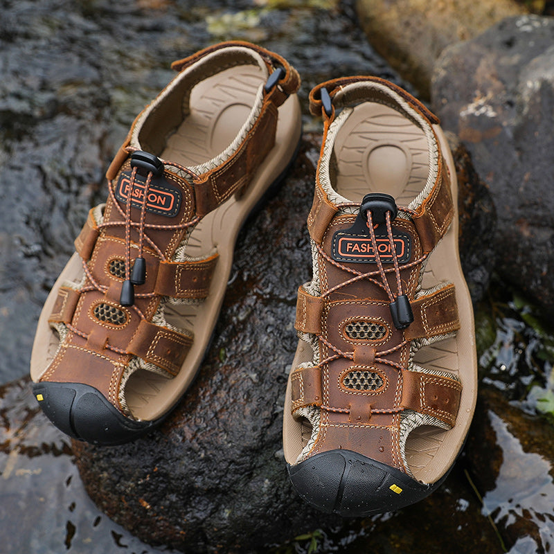 Bavane | Men's Sandals with Leather Upper and Velcro Strap