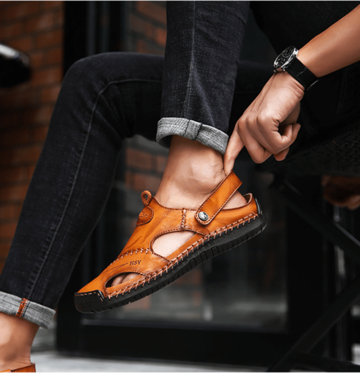 Men's Sandals with Open Toe and Cushioned Footbed