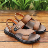 Men's Sandals with Slip On Design-Rubber Sole and Round Toe