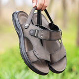 Finn | Men's Sandals with Slip On Design-Rubber Sole and Round Toe