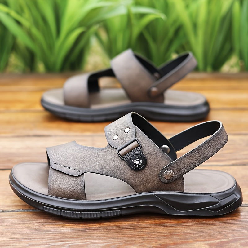 Men's Sandals with Slip On Design-Rubber Sole and Round Toe
