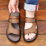Men's Sandals with Slip On Design-Rubber Sole and Round Toe