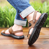 Men's Sandals with Slip On Design-Rubber Sole and Round Toe