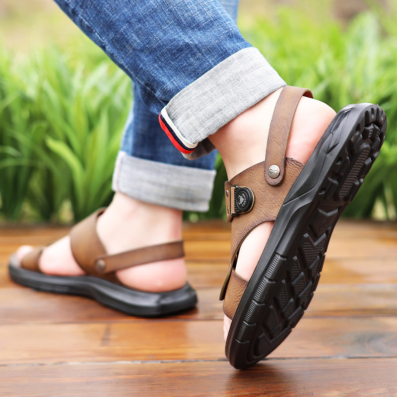 Men's Sandals with Slip On Design-Rubber Sole and Round Toe
