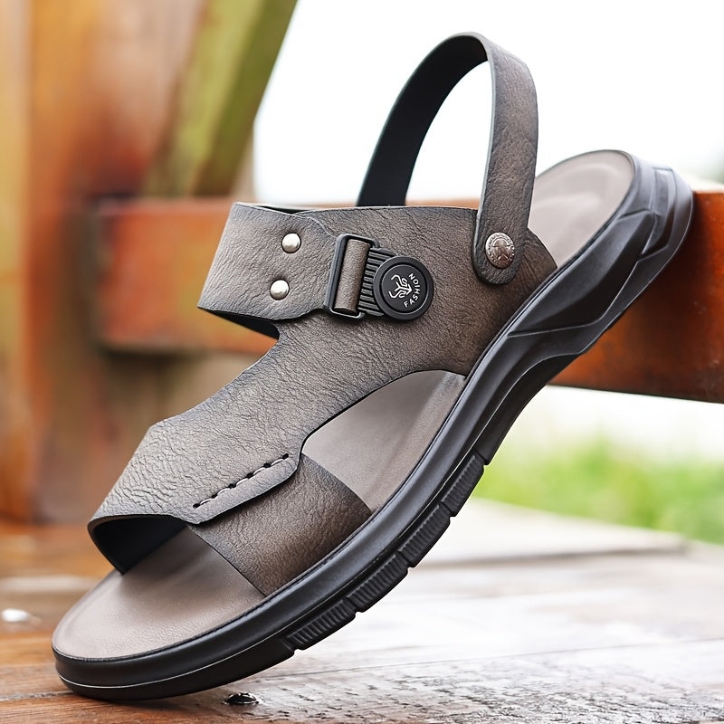 Men's Sandals with Slip On Design-Rubber Sole and Round Toe