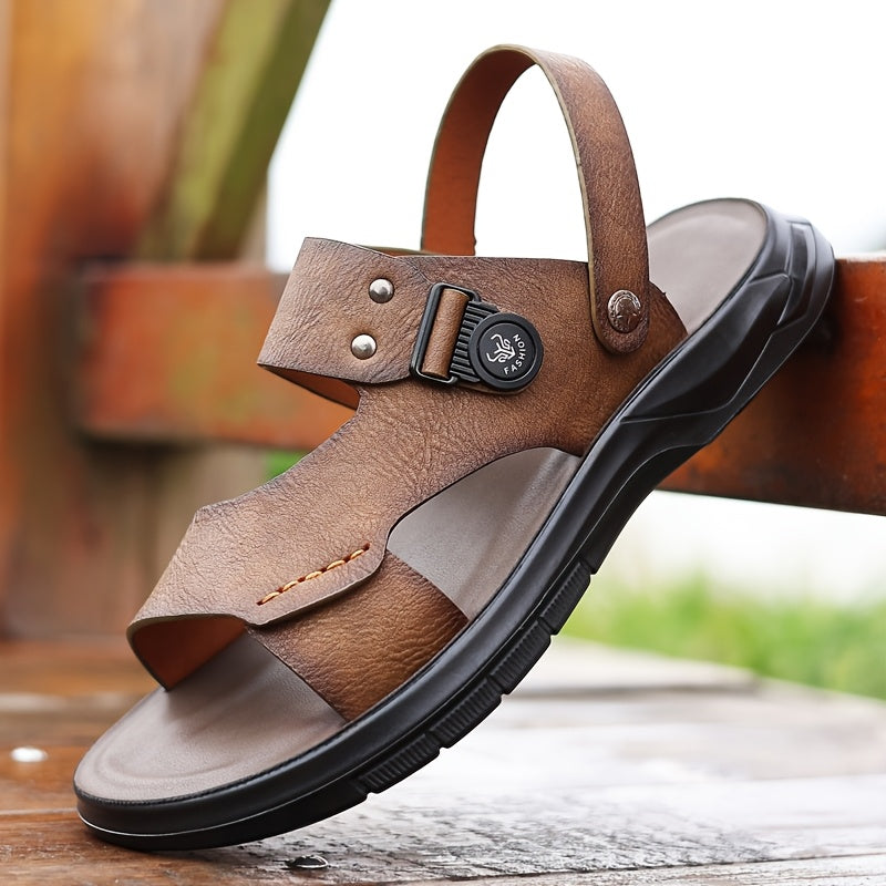 Men's Sandals with Slip On Design-Rubber Sole and Round Toe