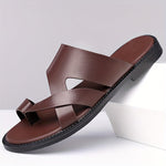 Men's Sandals with Slip On Design and Round Toe-Microfiber Upper