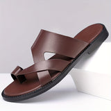 Men's Sandals with Slip On Design and Round Toe-Microfiber Upper