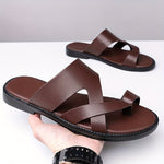 Men's Sandals with Slip On Design and Round Toe-Microfiber Upper