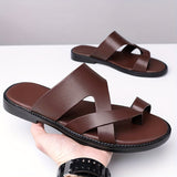 Men's Sandals with Slip On Design and Round Toe-Microfiber Upper