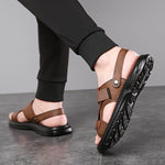 Men's Sandals with Slip On Design and Rubber Sole - PU Upper Insole