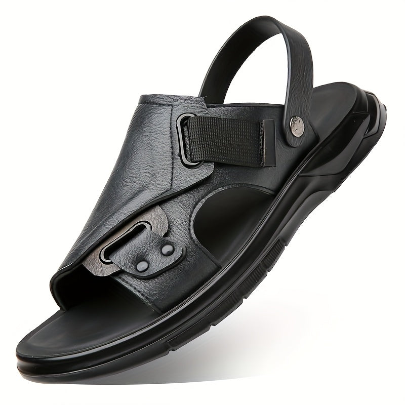 Men's Sandals with Slip On Design and Rubber Sole - PU Upper Insole