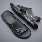 Men's Sandals with Slip On Design and Rubber Sole - PU Upper Insole