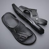Men's Sandals with Slip On Design and Rubber Sole - PU Upper Insole