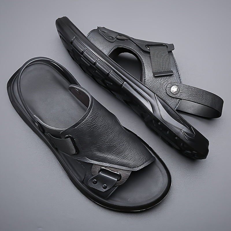 Men's Sandals with Slip On Design and Rubber Sole - PU Upper Insole