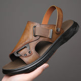 Men's Sandals with Slip On Design and Rubber Sole - PU Upper Insole