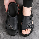 Men's Sandals with Slip On Design and Rubber Sole - PU Upper Insole
