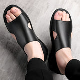 Men's Sandals with Slip On Design and Rubber Sole