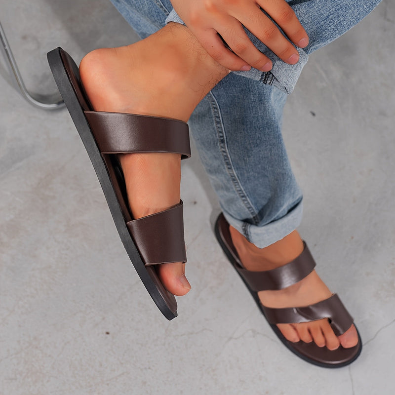 Men's Sandals with Slip On Design and Textured Sole