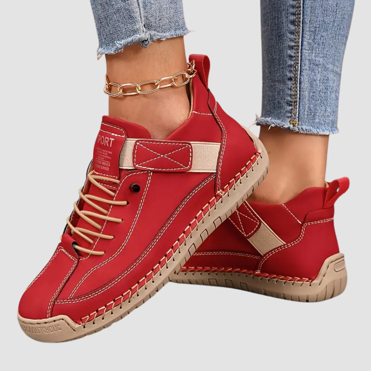 Women's Sneakers with Elastic Panels and Wide Toe Box