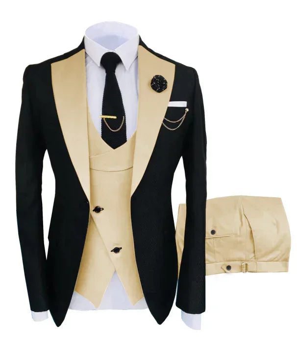 Men's Suit in Formal Style, Three-Piece with Blazer, Vest, and Trousers