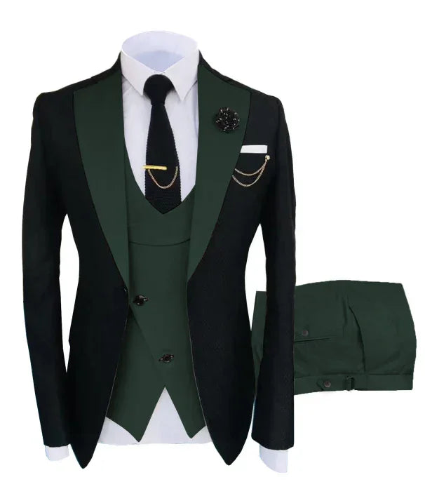 Men's Suit in Formal Style, Three-Piece with Blazer, Vest, and Trousers