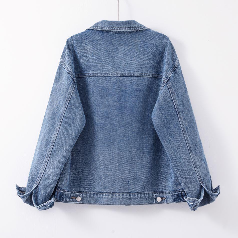 Women's Denim Jacket  Blue Oversized Jacket with Button Closure