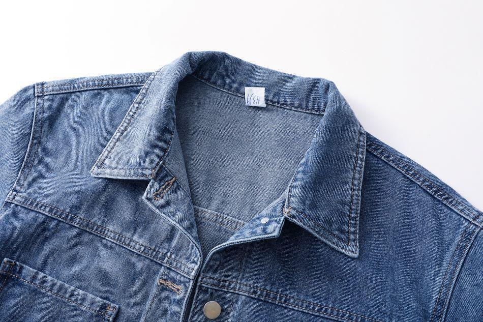 Women's Denim Jacket  Blue Oversized Jacket with Button Closure