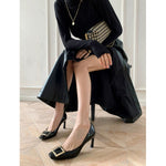 Women's Heeled Sandals with Square Toe and Mid Heel