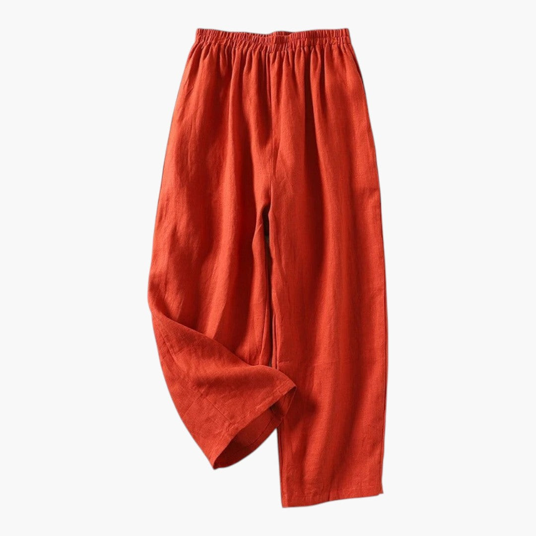 Bavane | Women's Linen and Cotton Pants with Elastic Waist and Side Pockets