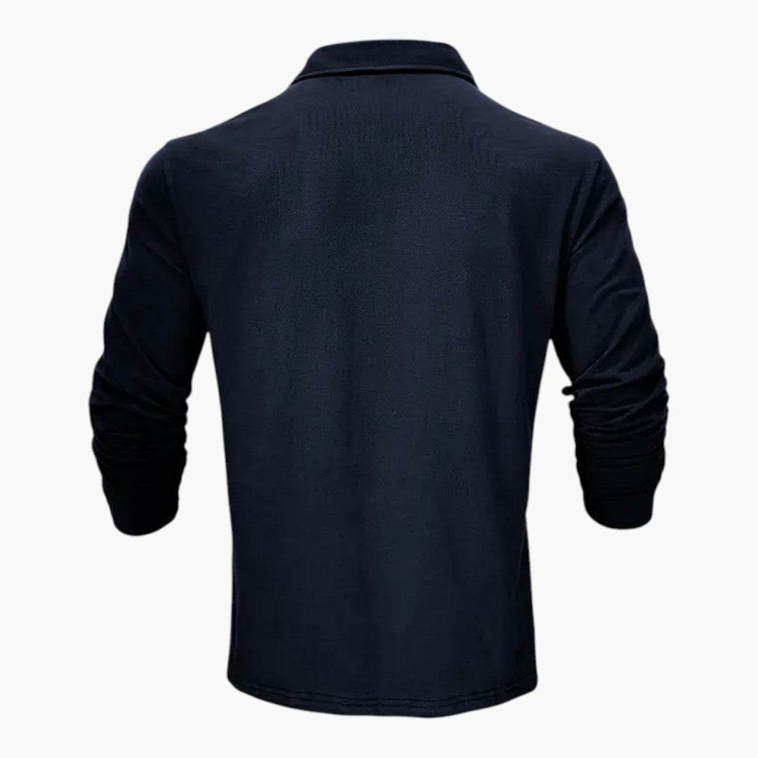Men's Polo with Structured Collar and Long Sleeves