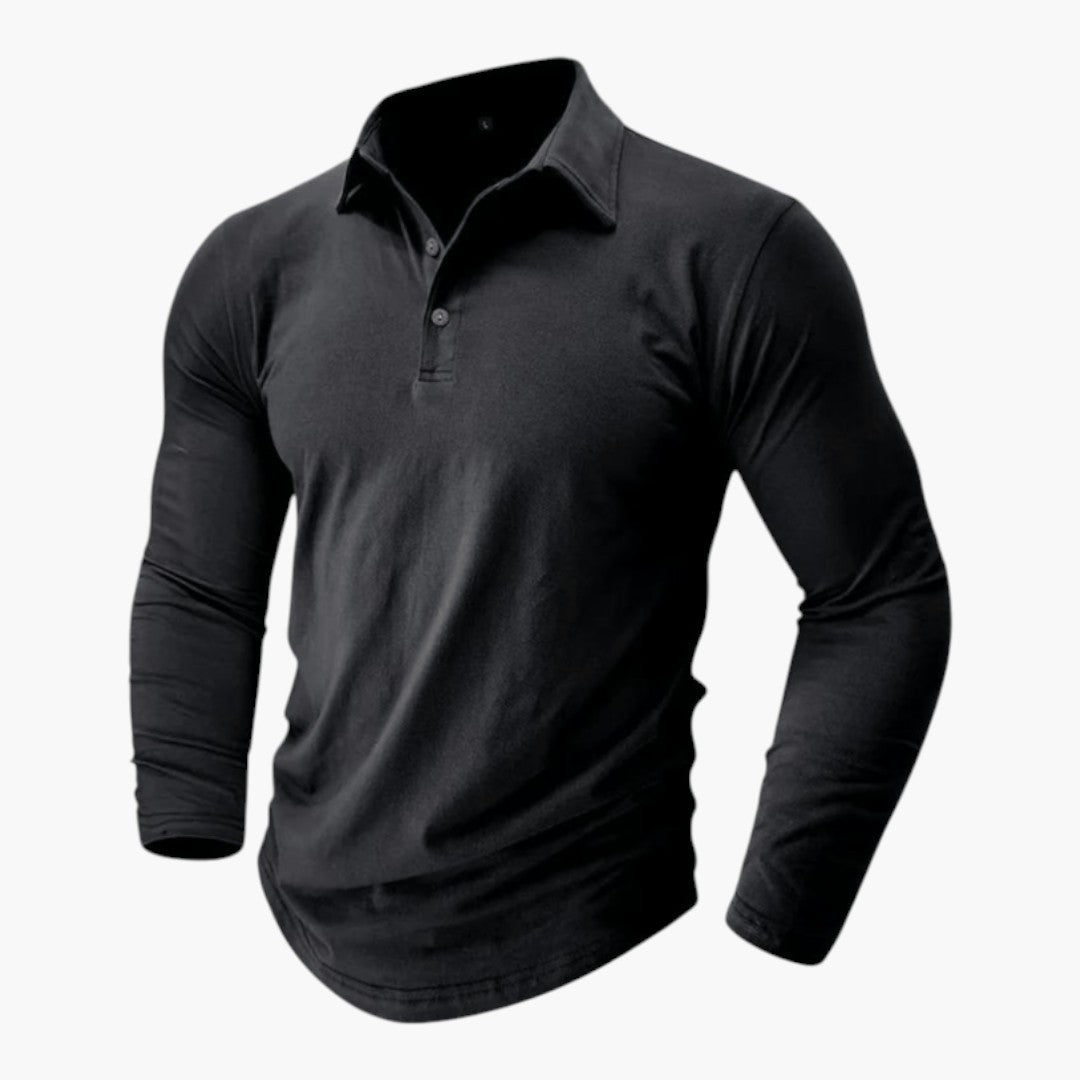 Men's Polo with Structured Collar and Long Sleeves