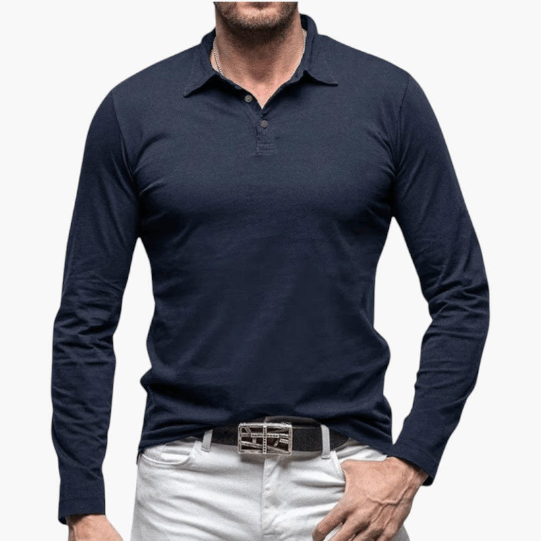 Men's Polo with Structured Collar and Long Sleeves