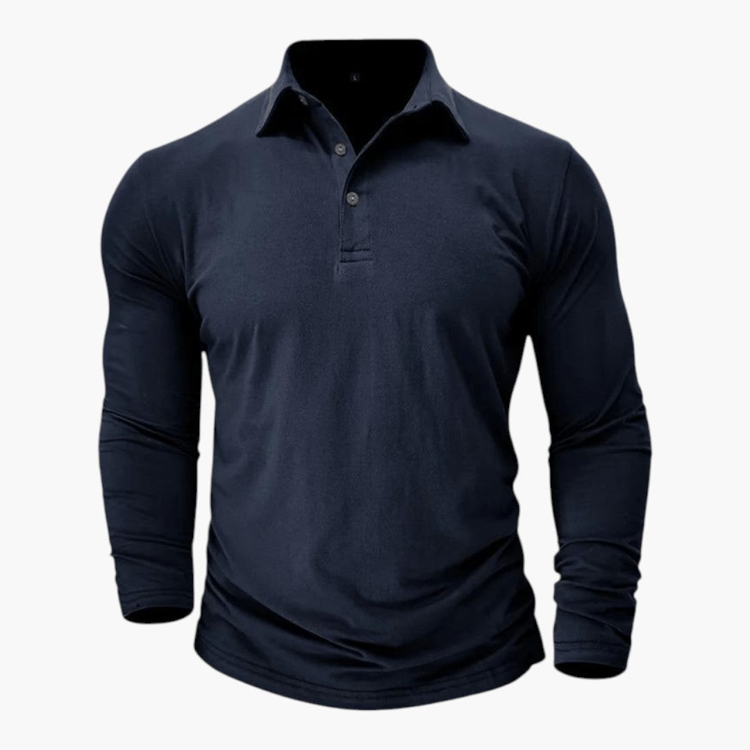 Men's Polo with Structured Collar and Long Sleeves
